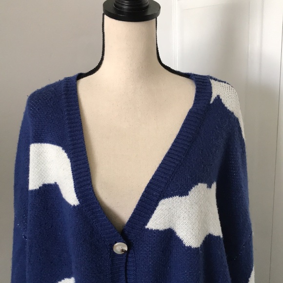 ❤️3X20 Cloud Pattern Drop Shoulder Blue Knit Cardigan | XL - Picture 2 of 13
